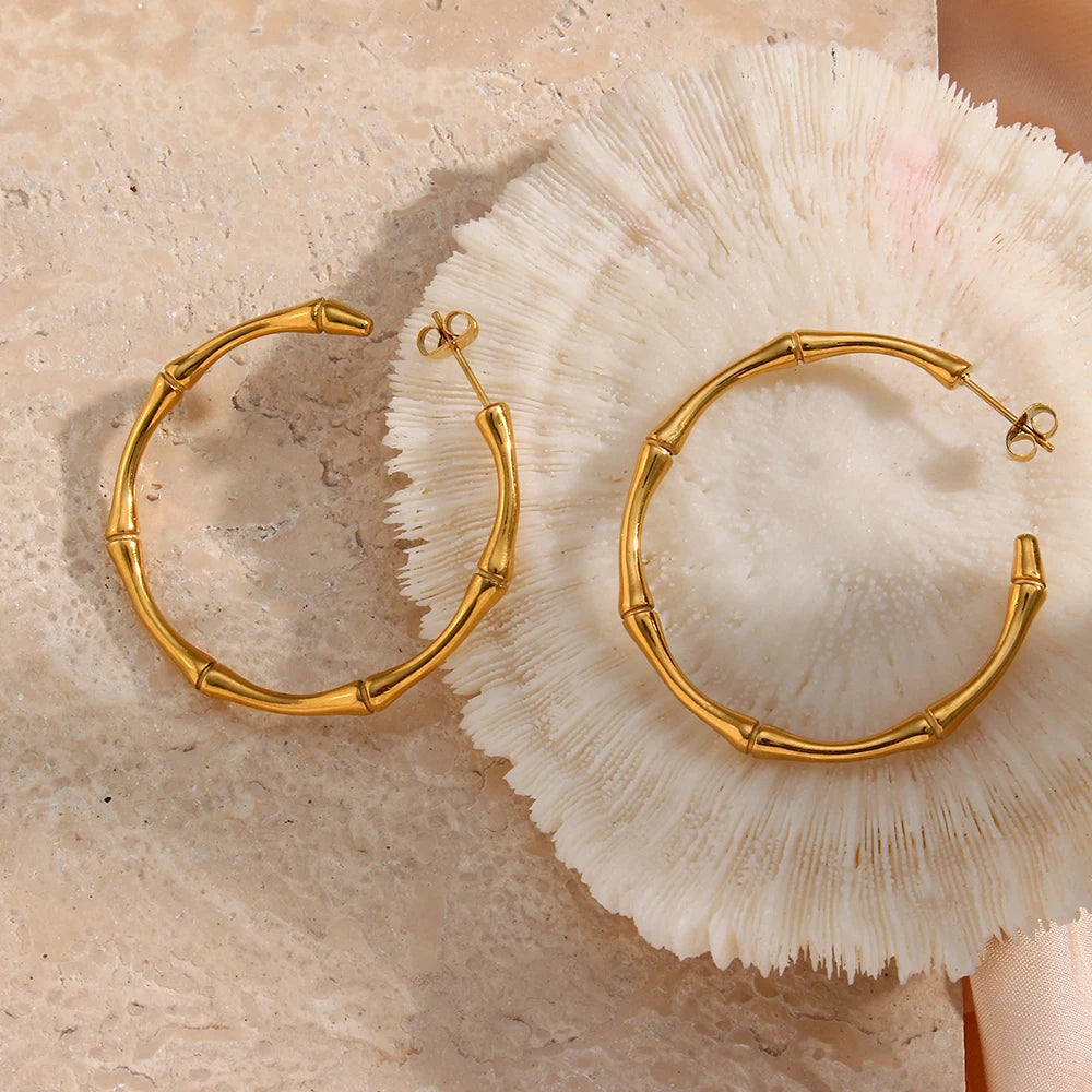 Bamboo Babe Hoops flat lay