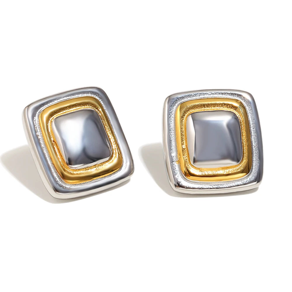 Classic Edge stainless steel Earrings mixed color on white background