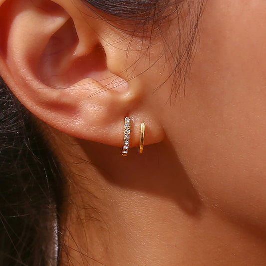 Dainty Duo Earrings on model