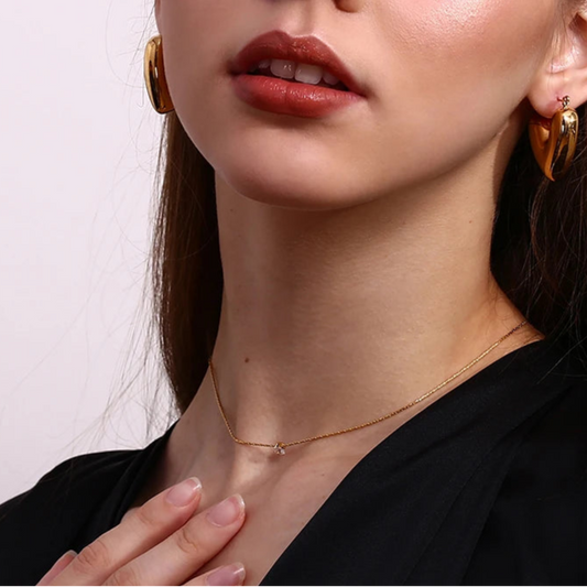 Delicate Dot Necklace on model