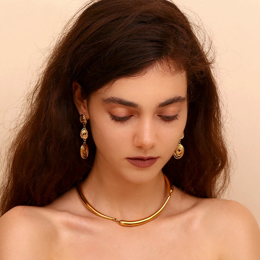 Organic Swirl Earrings on model