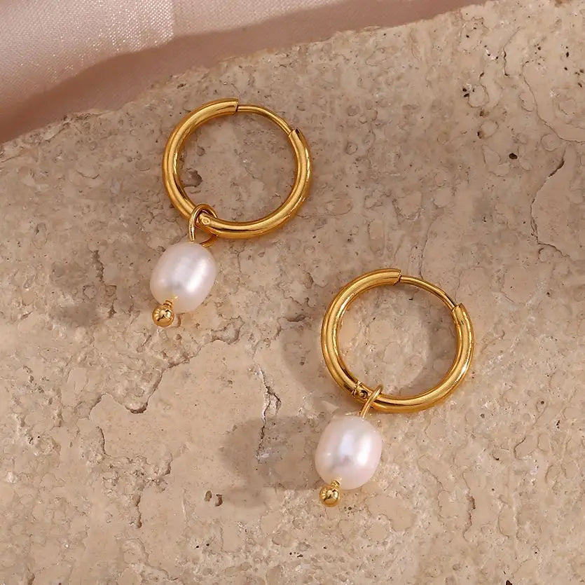 Chic Pearl Hoop Earrings