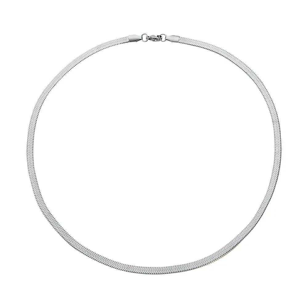 Sleek Line Snake Chain Necklace silver