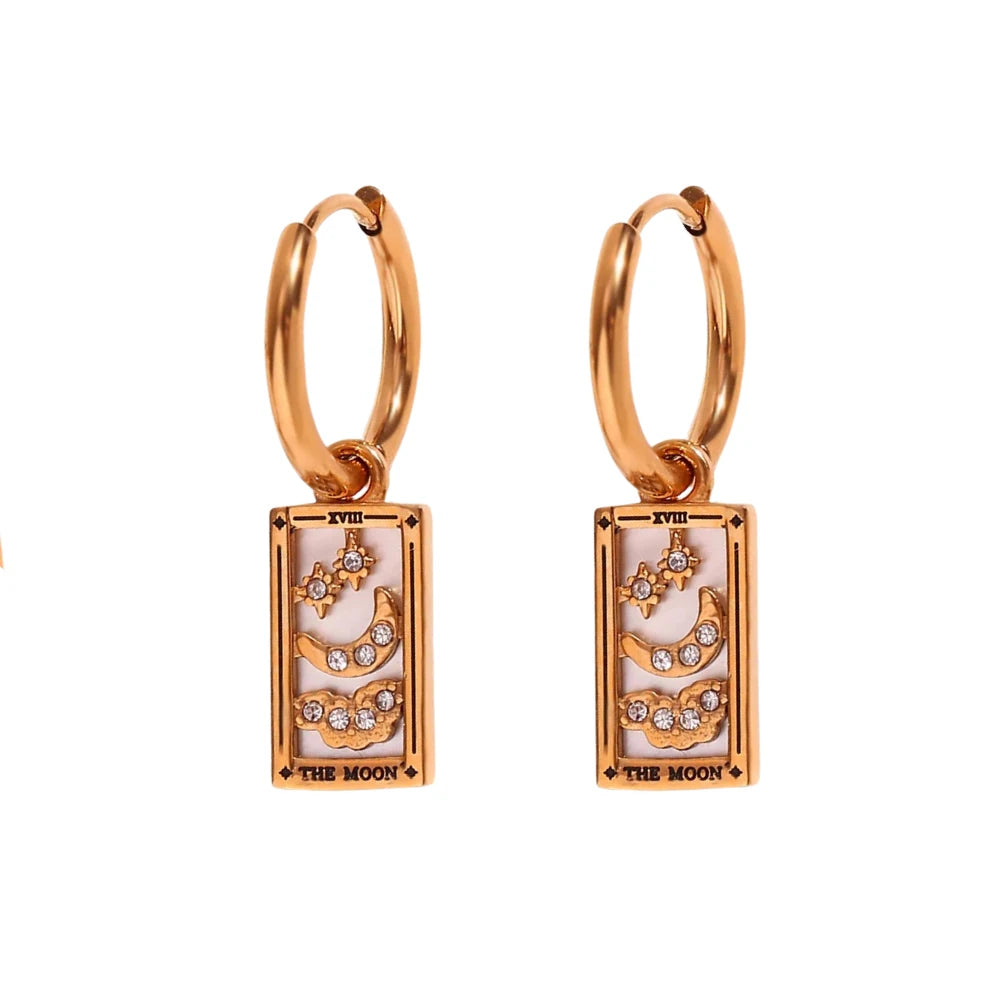 The Magician Tarot Card Earrings the moon