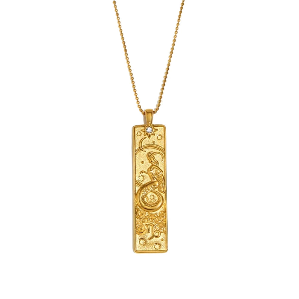 Zodiac Tag Necklace Capricorn Gold
