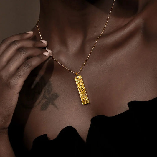 Zodiac Tag Necklace on model