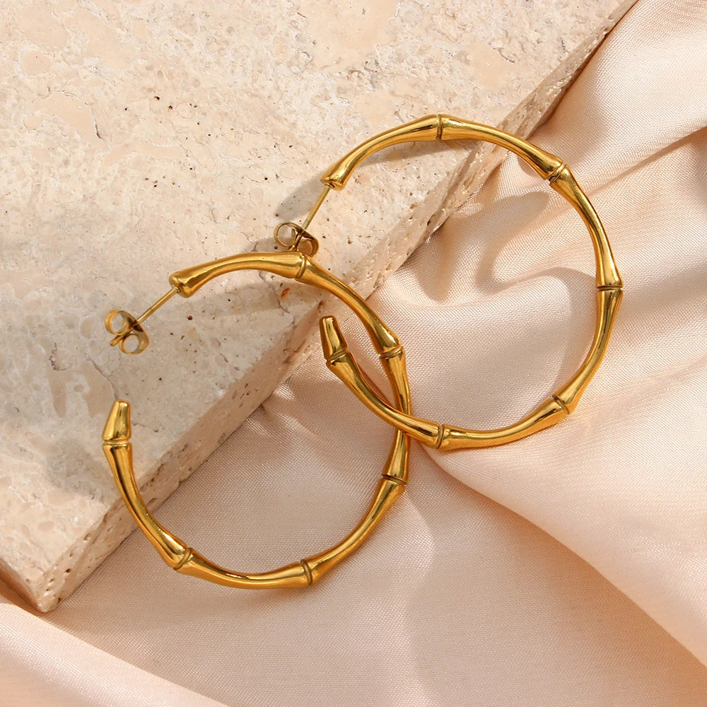 Bamboo Babe Hoops on stone display