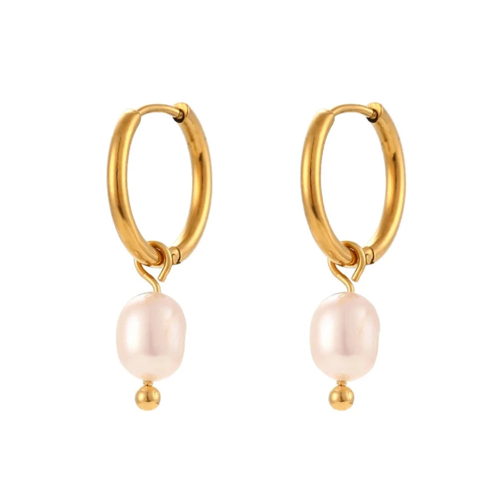 Chic Pearl Hoop Earrings