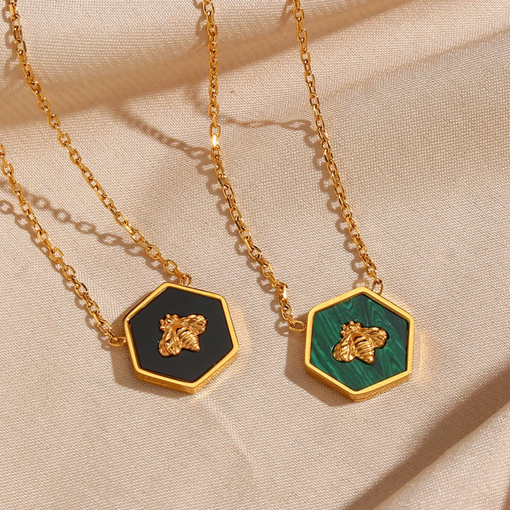 Blessed Bee Necklaces black and green