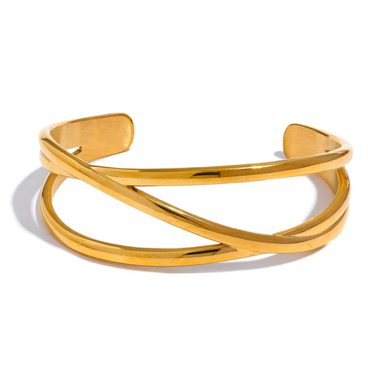 Crossed Layers Bangle Bracelet