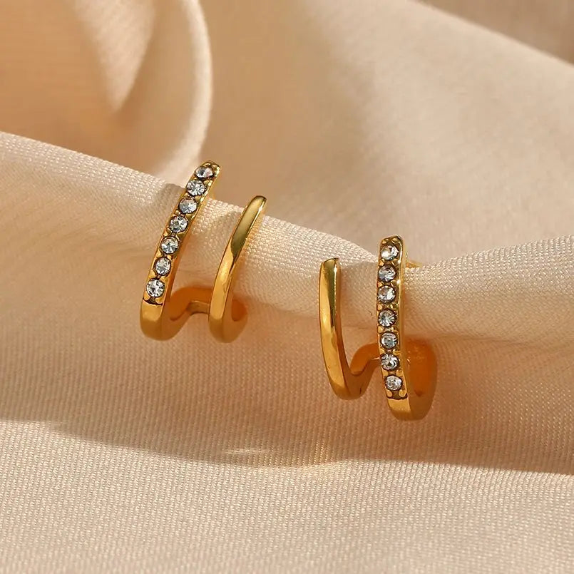 Dainty Duo Earrings on fabric