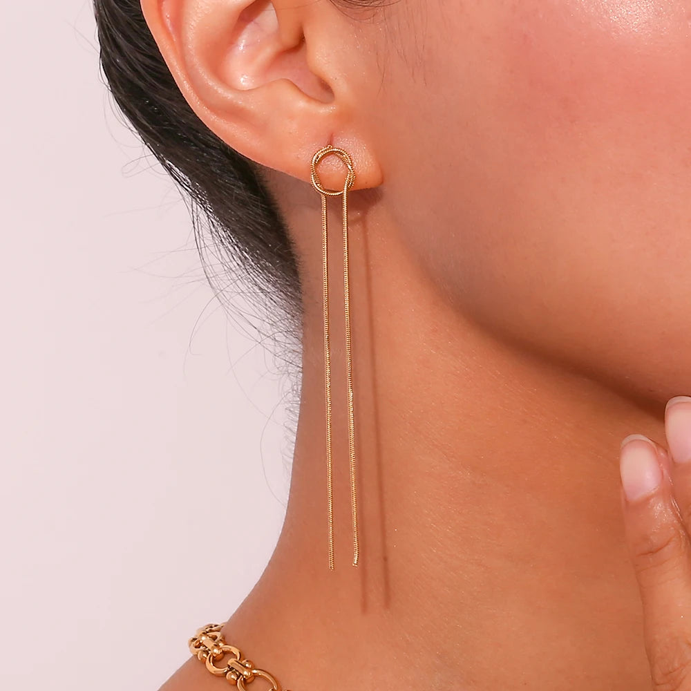 Glowline Earrings on model