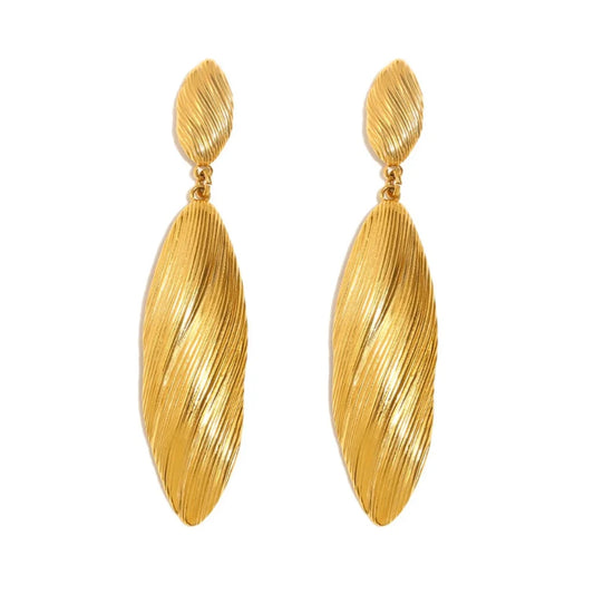 Goddess Lore Gold Leaf Earrings on white background