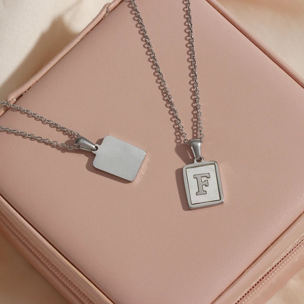 Golden Initial Letter Necklace F silver