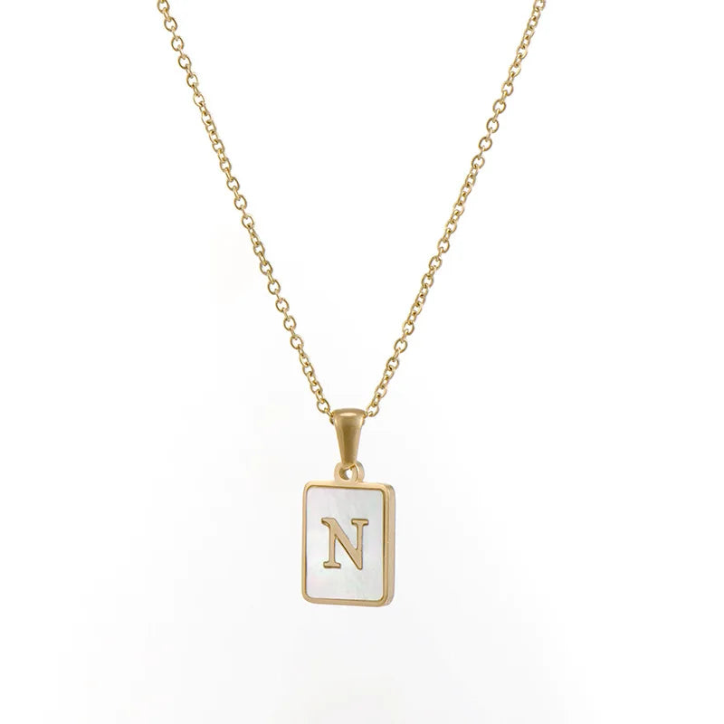 Golden Initial Letter N Necklace 