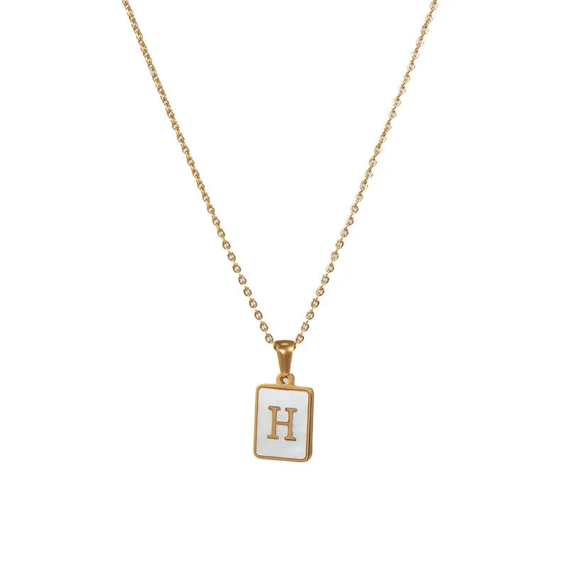 Golden Initial Letter Necklace H