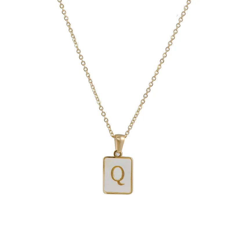 Golden Initial Letter Q Necklace