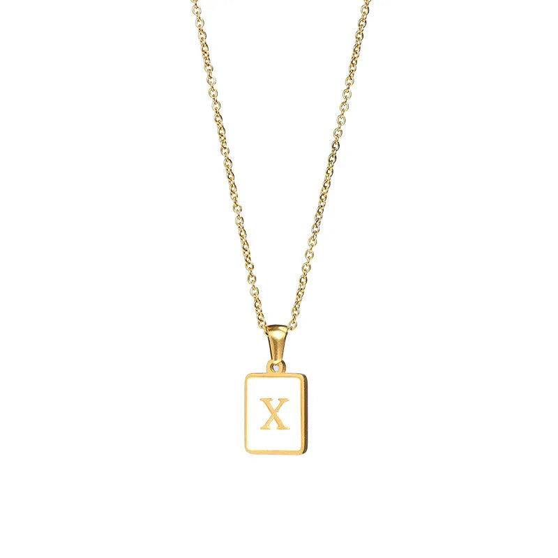 Golden Initial Letter X Necklace 