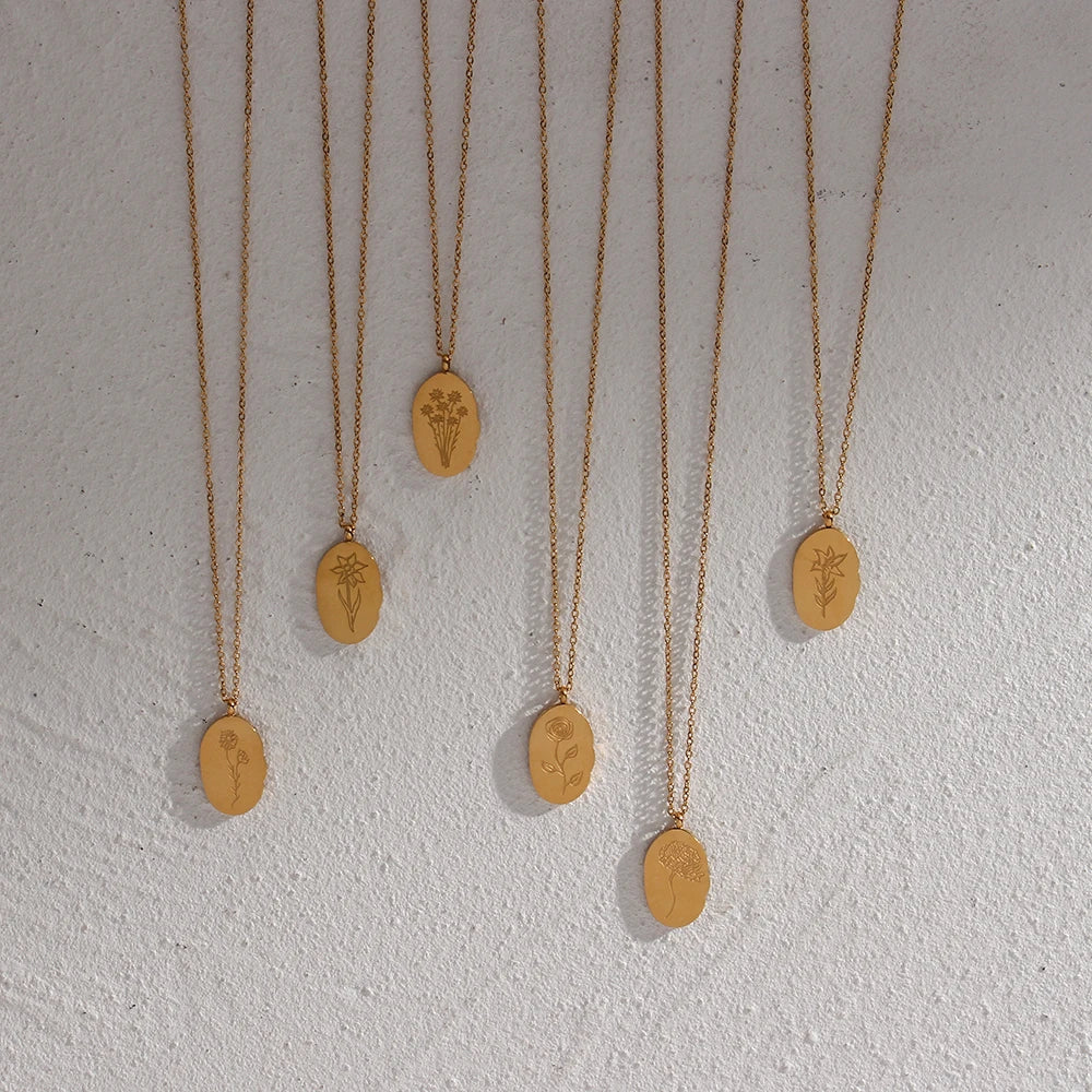 Flourish Birth Flower Charm Necklace