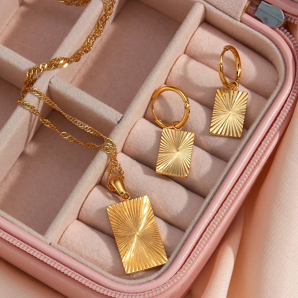 Inner Light Earrings rectangle set in jewelry box