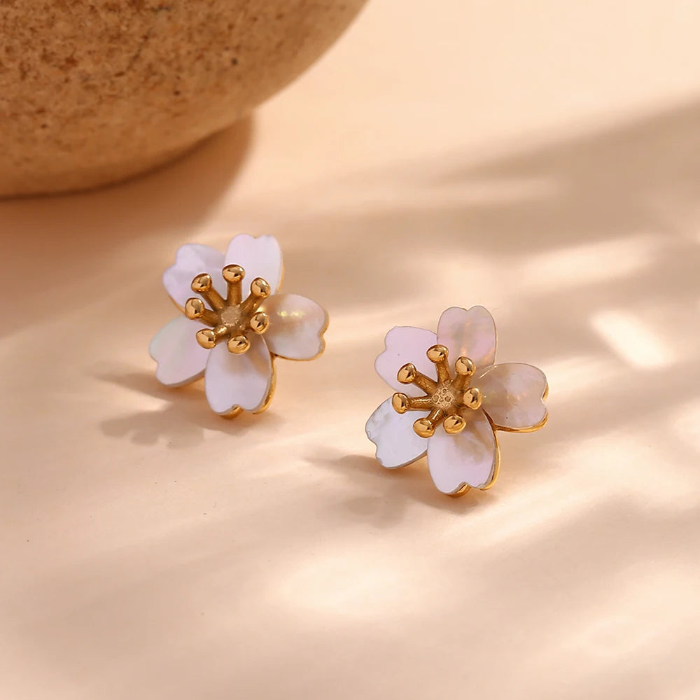 La Primavera Cherry Blossom Earrings closeup