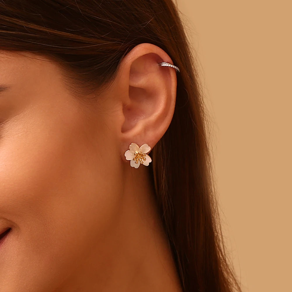 La Primavera Cherry Blossom Earrings on model
