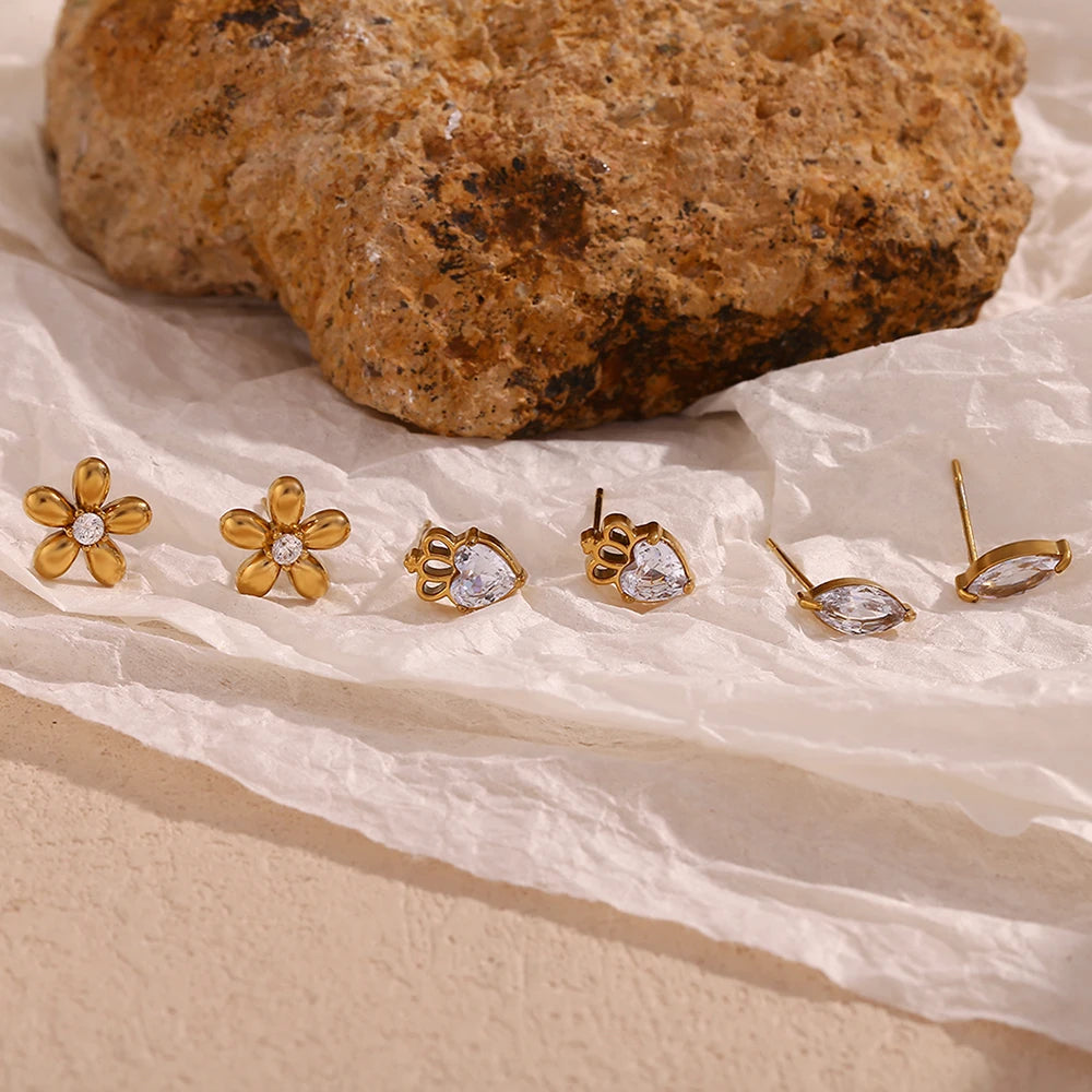 Petite Marquise Stud Earrings on paper