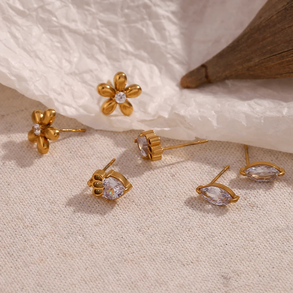 Petite Royal Stud Earrings on display paper