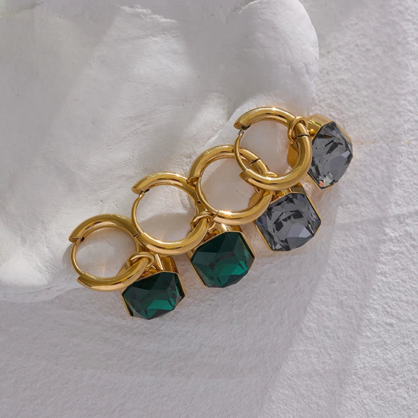 Lustrous Gem Hoop Earrings