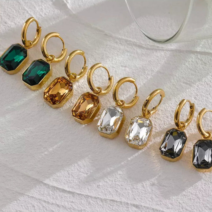 Lustrous Gem Hoop Earrings