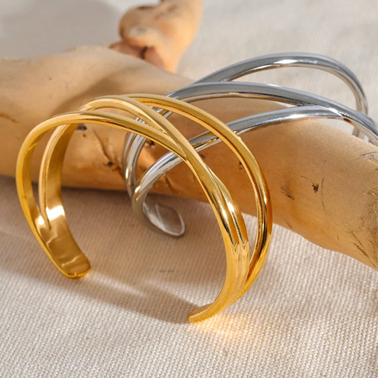 Crossed Layers Bangle Bracelet