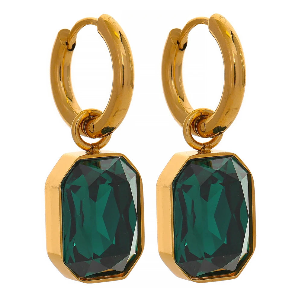 Lustrous Gem Hoop Earrings