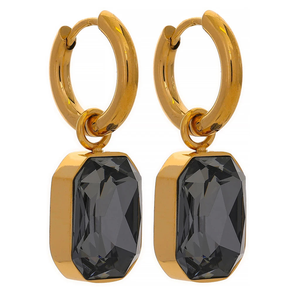 Lustrous Gem Hoop Earrings