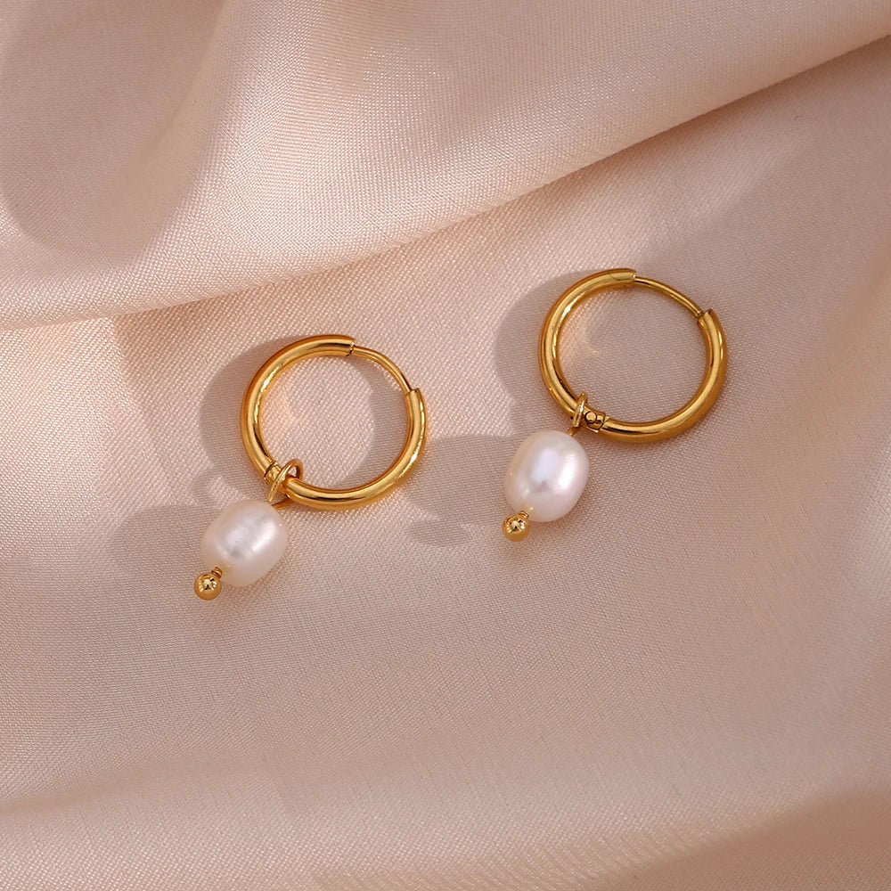 Chic Pearl Hoop Earrings
