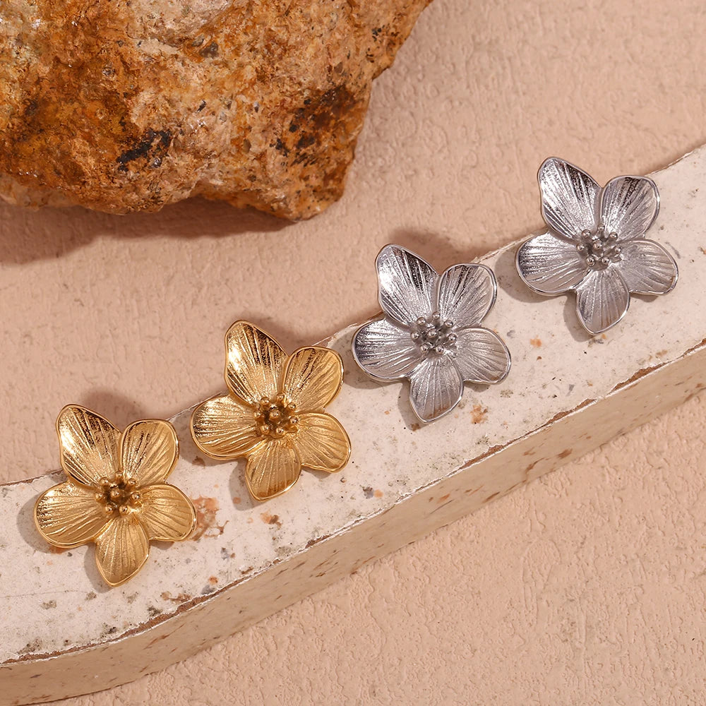 Sakura Grace Stud Earrings Silver and Gold