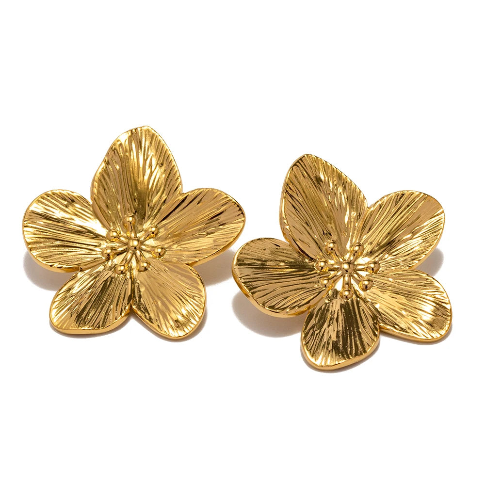 Sakura Grace Stud Earrings in gold on white background