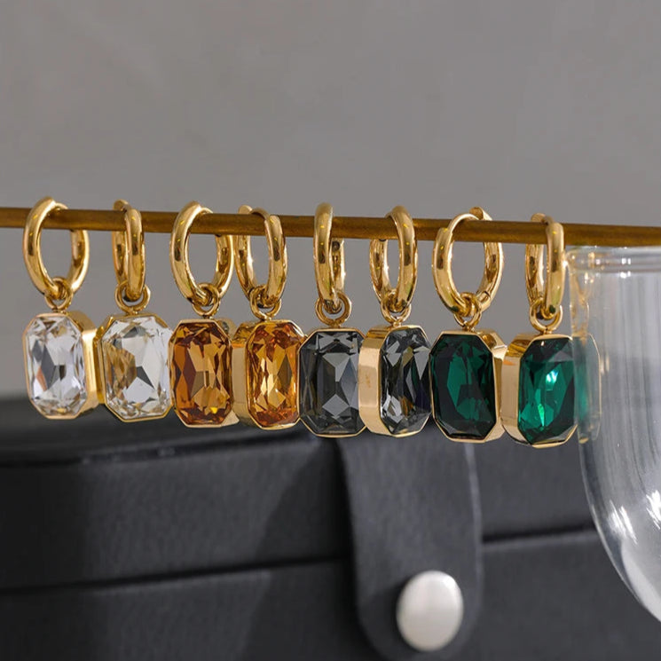 Lustrous Gem Hoop Earrings