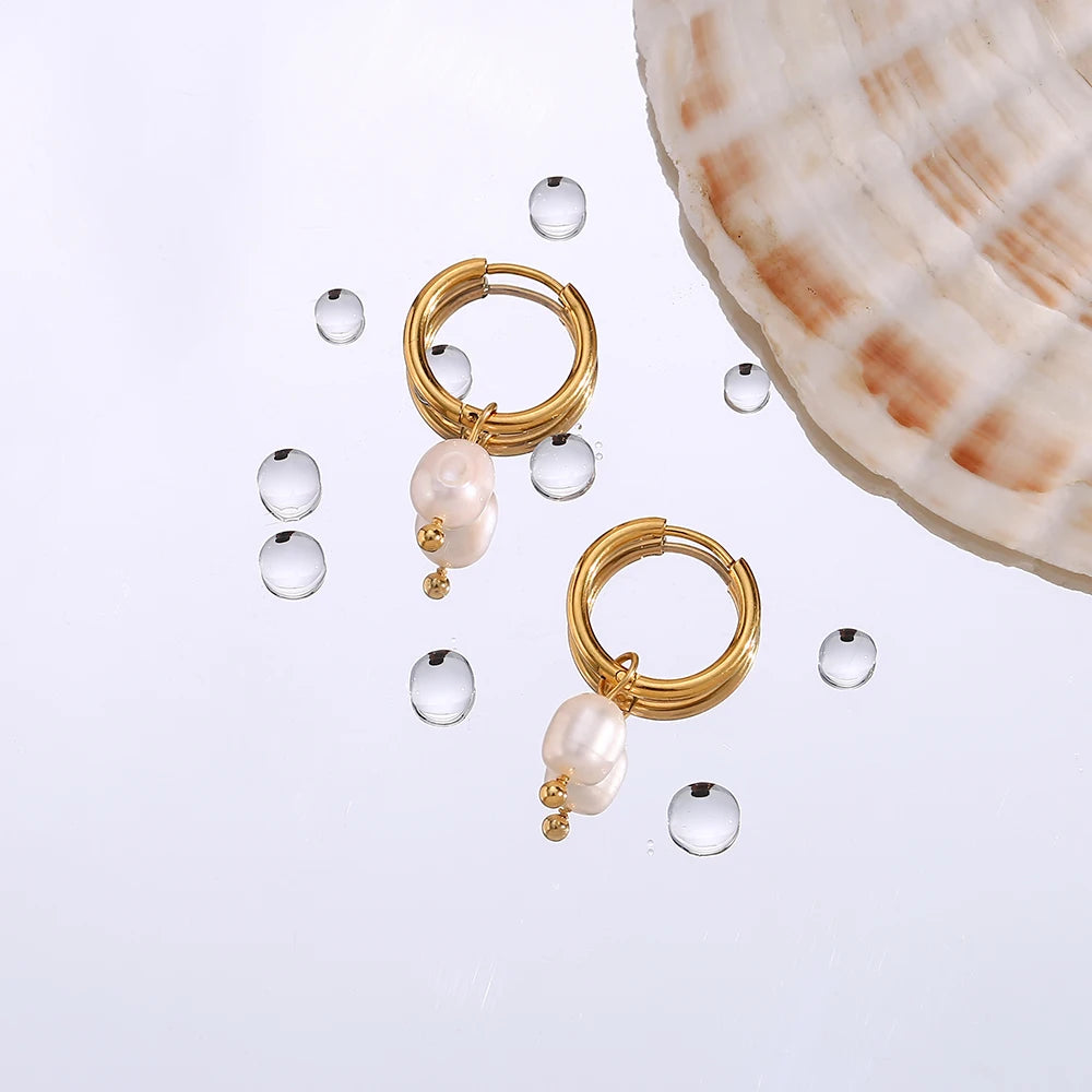 Chic Pearl Hoop Earrings