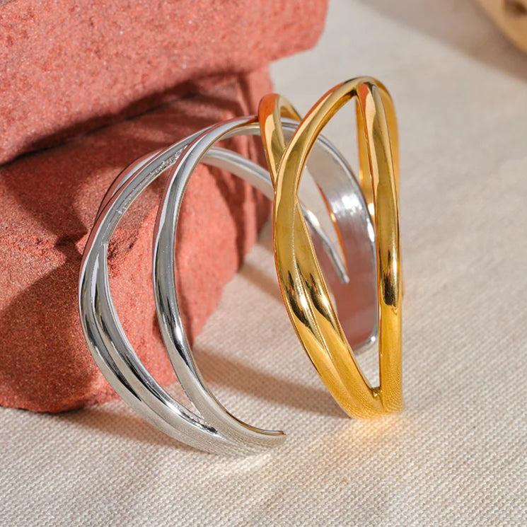 Crossed Layers Bangle Bracelet