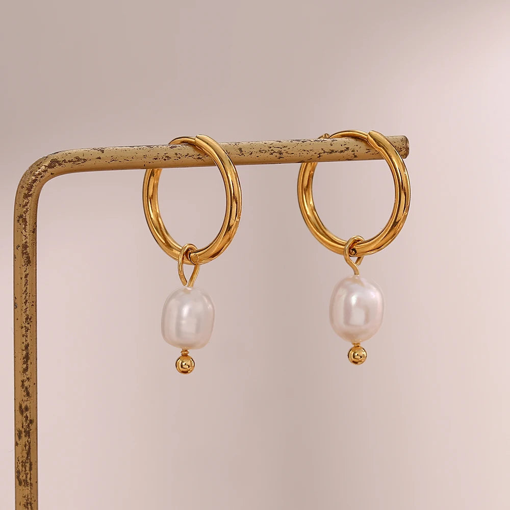 Chic Pearl Hoop Earrings
