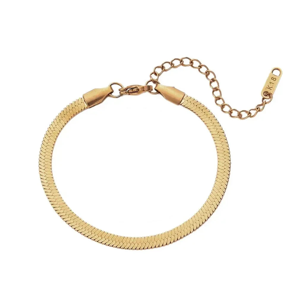 Sleek Line Snake Chain Bracelet gold