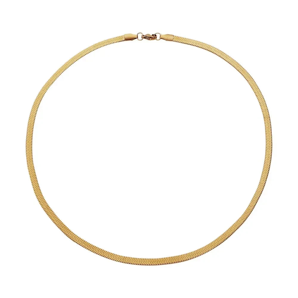 Sleek Line Snake Chain Necklace on white backround