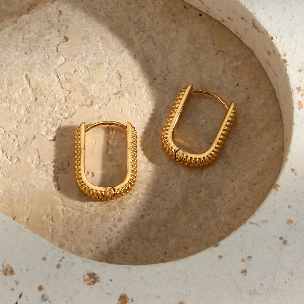 Terra Hoops Earrings in gold flat lay
