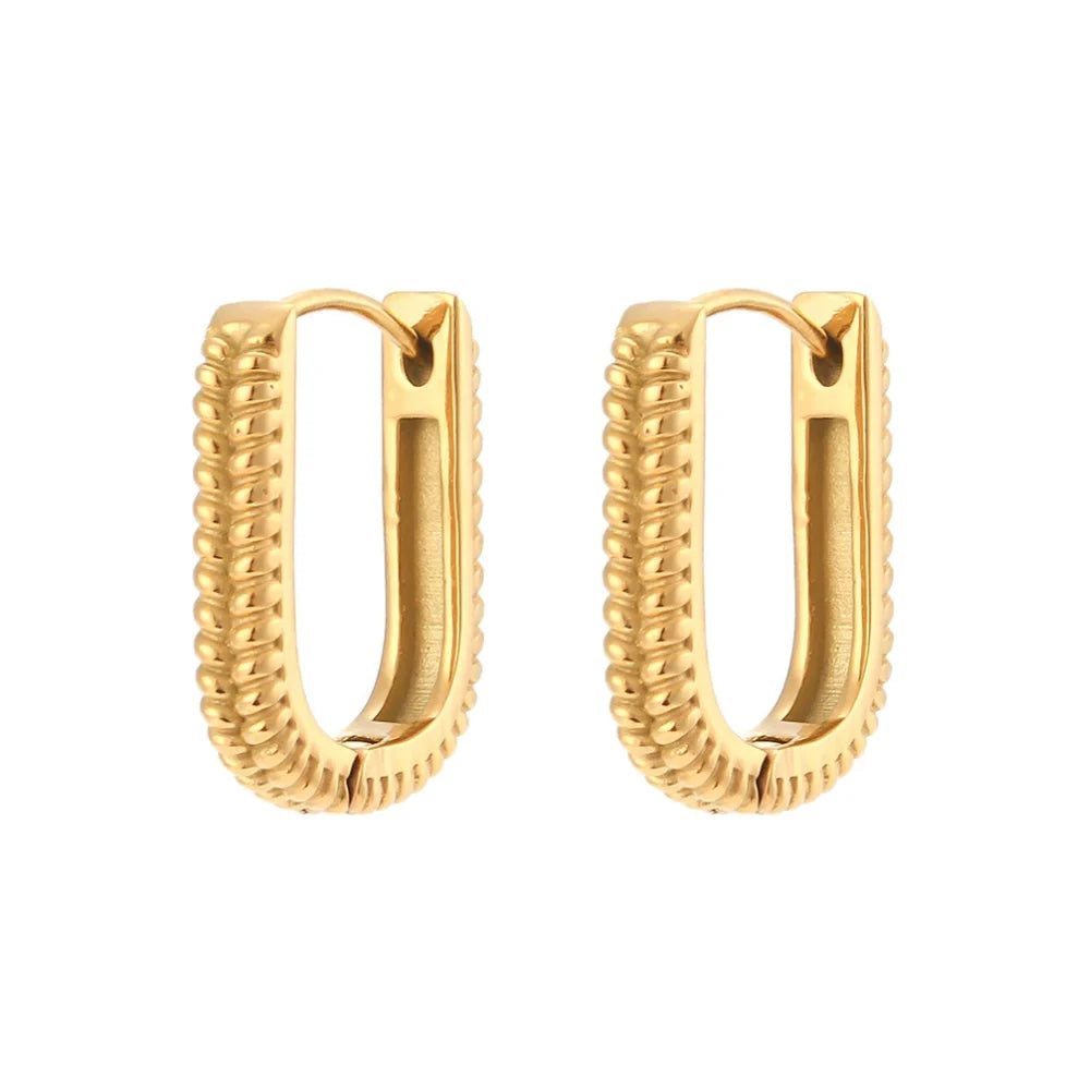 Terra Hoops Earrings in gold on white background