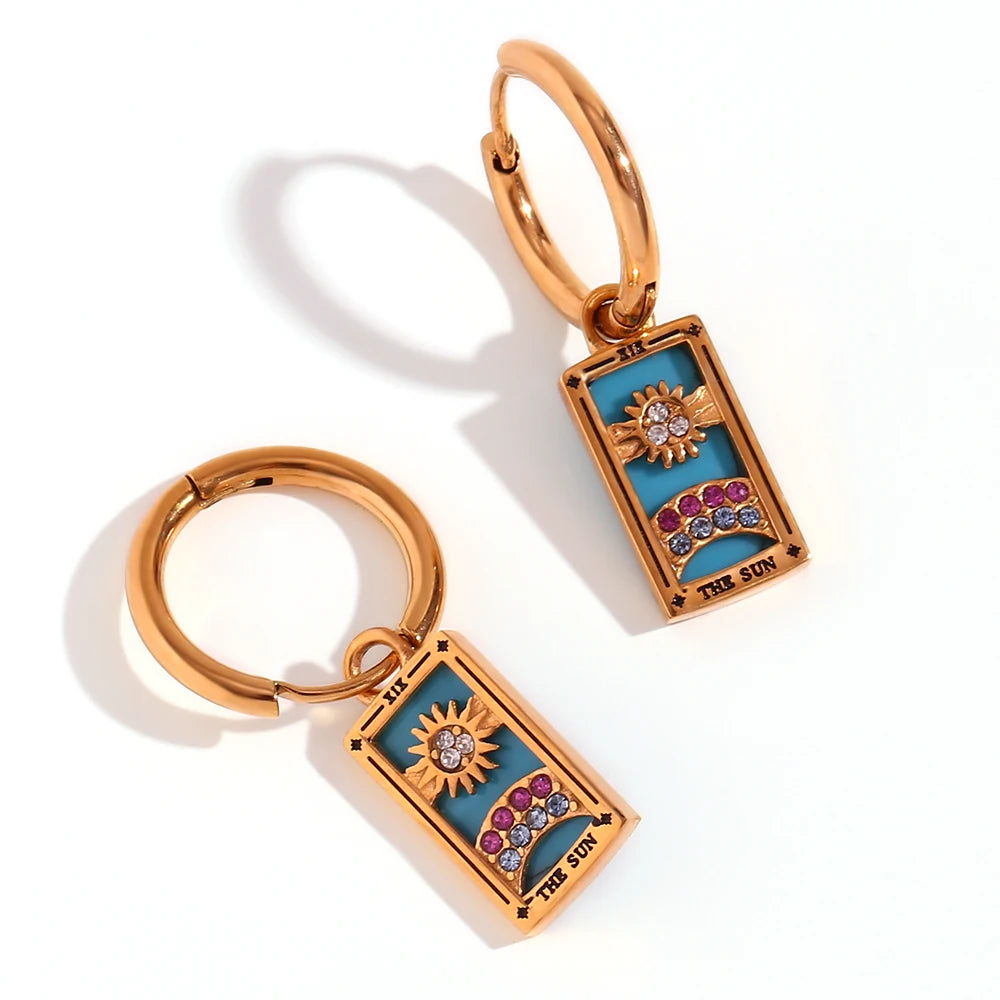 The Magician Tarot Card Earrings Sun