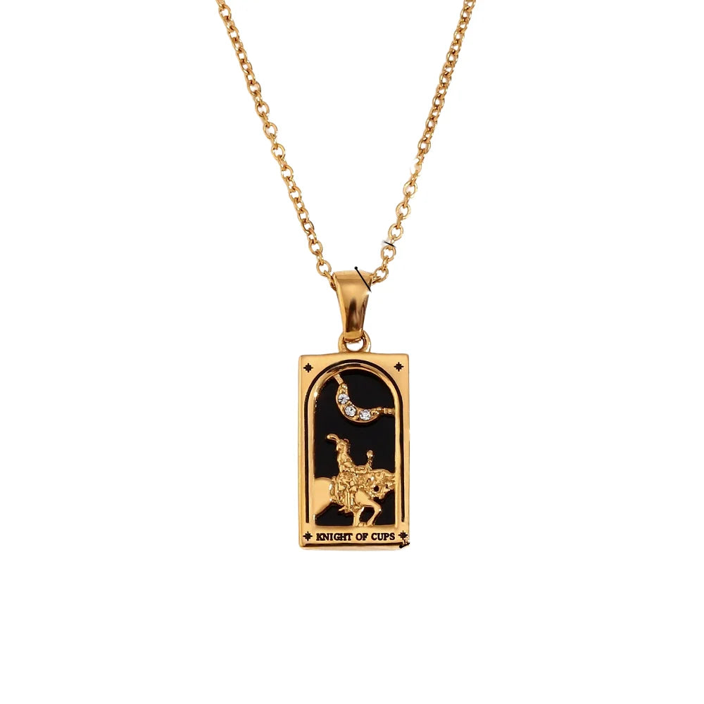 The Magician Tarot Necklace Knight of Cups gold