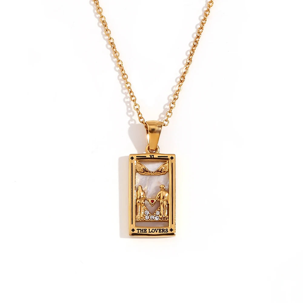 The Magician Tarot Necklace The Lovers in Gold