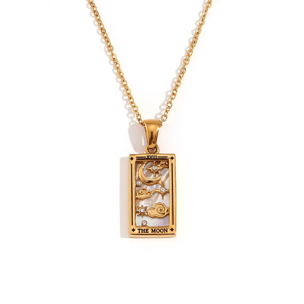 The Magician Tarot Necklace The moon gold
