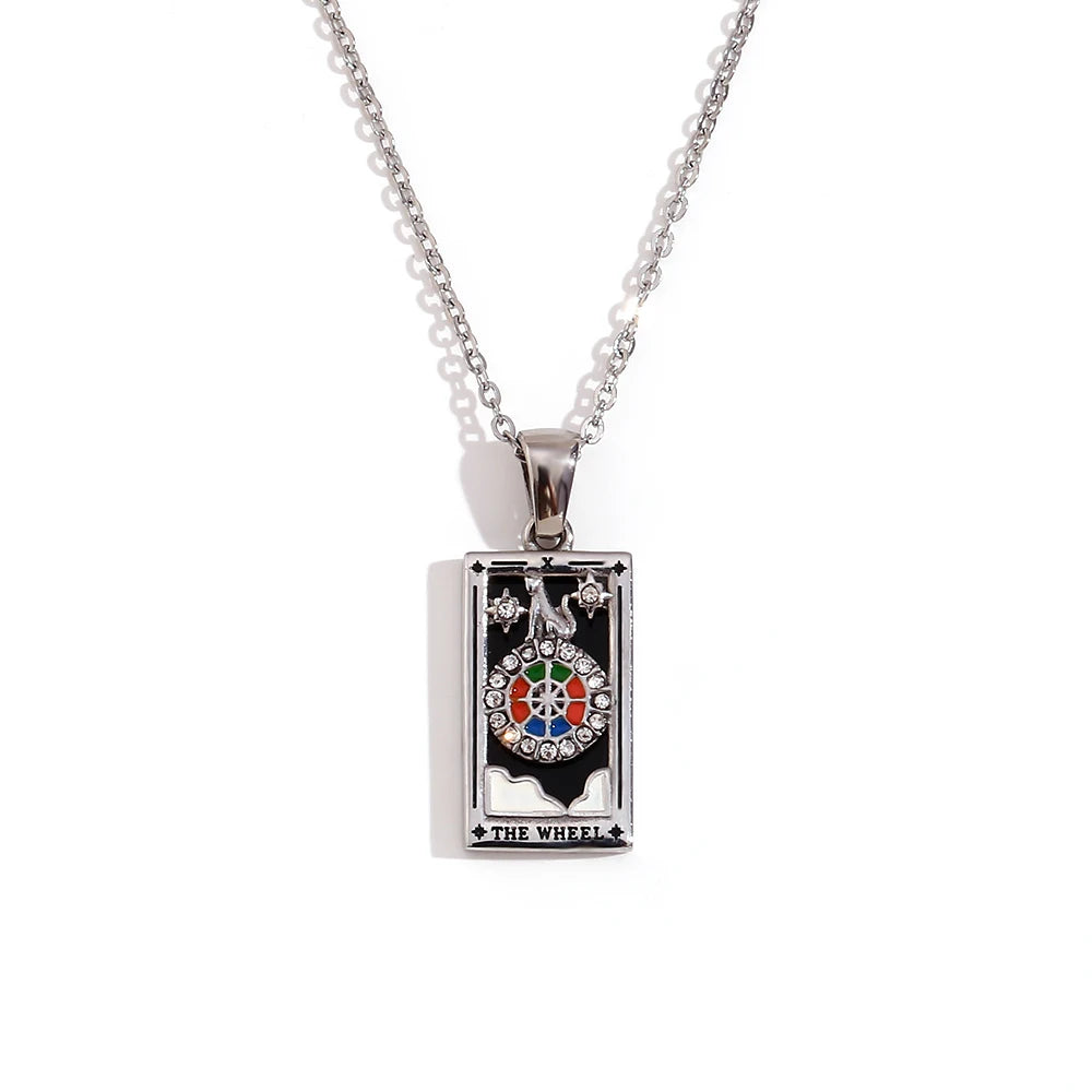 The Magician Tarot Necklace The wheel in silver