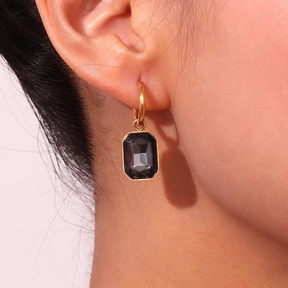 The Precious Earrings in Black on model